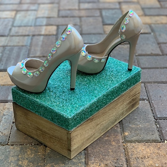 Champagne Rhinestones Dressy Towering Heel Pump - Picture 4 of 9